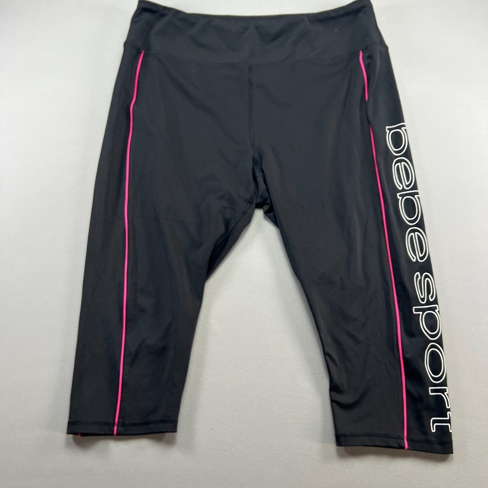 Bebe Sport Capri Leggings Womens 3X Black Stretch Yoga Gym Training Athleisure